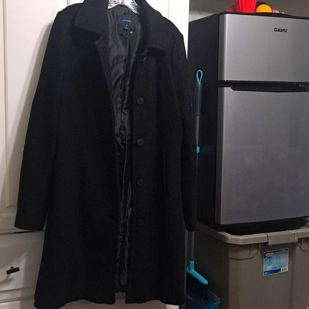 Elegant black wool maxi coat from Lands End.